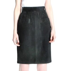 Vintage 1970s Saint Laurent YSL Grey Suede Skirt Size 25